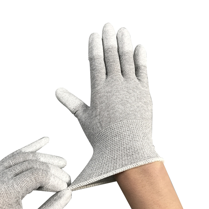 Вуглецеве волокно нейлонове ESD Finger PU покрита рукавичка