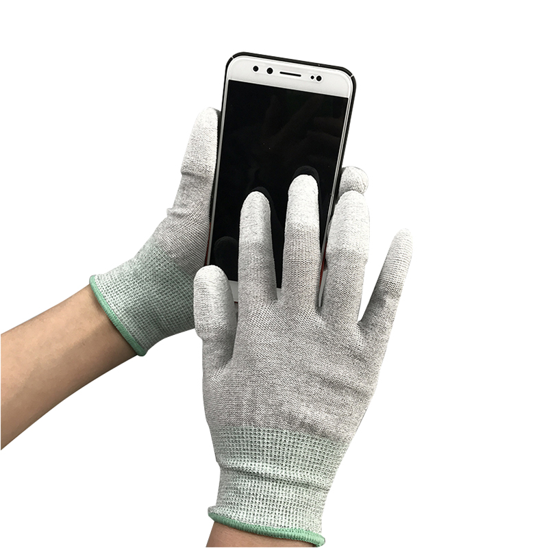 Вуглецеве волокно нейлонове ESD Finger PU покрита рукавичка